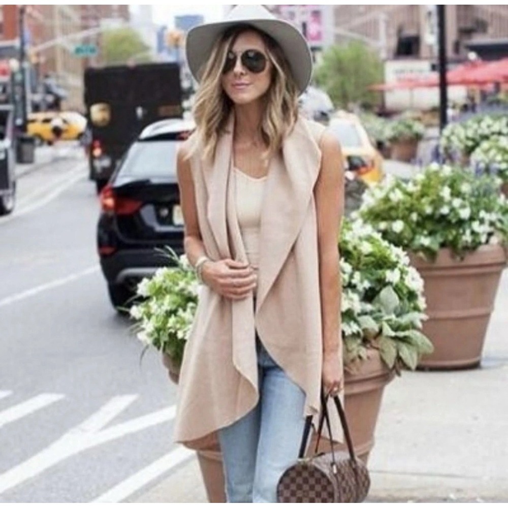 Anthropologie Moth Museum District Beige Open Vest 100% Wool Size XS/S